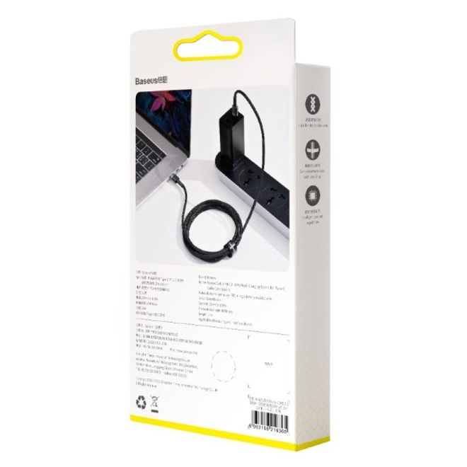 Baseus Cafule USB-C Kabel – 100W PD2.0, 2 M, Blitzaufladung (20V/5A), Grau/schwarz
