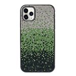 iPhone 11 Pro Hülle - Hardcase mit Glitzersteinen und Farbverlauf - silber/grün/schwarz