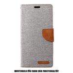 Goospery - Samsung Galaxy S20+ Hülle - Leder/Stoff Case - Canvas Diary Series - grau/camel