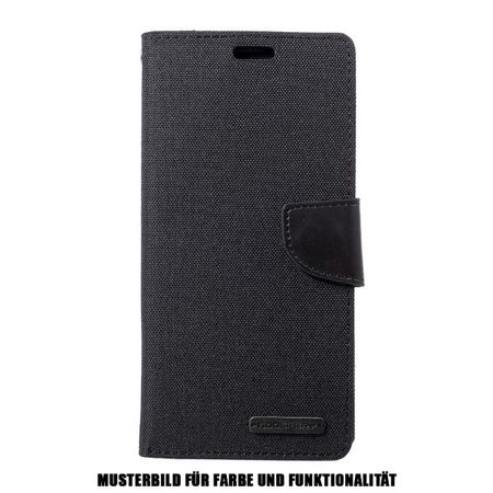 Goospery - Samsung Galaxy S20 Ultra Hülle - Leder/Stoff Case - Canvas Diary Series - schwarz