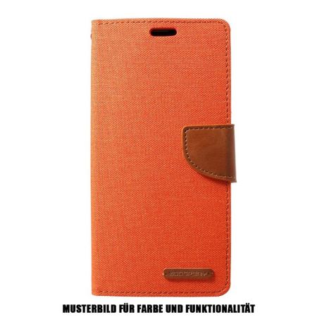 Goospery - Samsung Galaxy S20 Ultra Hülle - Leder/Stoff Case - Canvas Diary Series - orange/camel