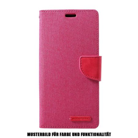 Goospery - Samsung Galaxy S20 Ultra Hülle - Leder/Stoff Case - Canvas Diary Series - pink