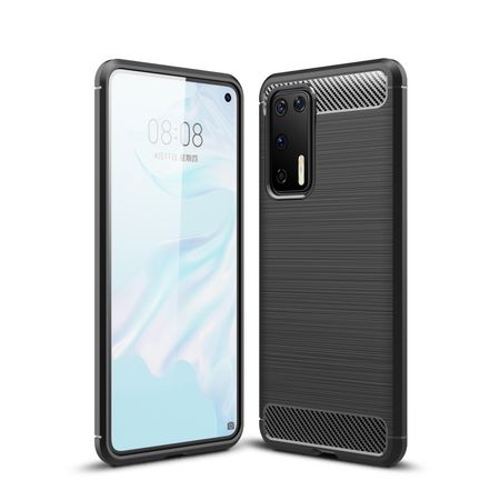 Huawei P40 Handyhülle - Carbon Fiber TPU Softcase Series - schwarz