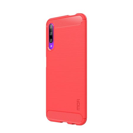 Mofi - Huawei Honor 9X Hülle - TPU Softcase - Carbon Fiber Series - rot