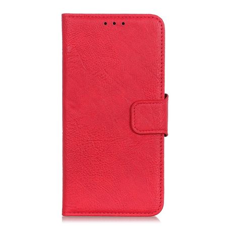 Sony Xperia 10 II Handy Hülle - Litchi Leder Bookcover Series - rot