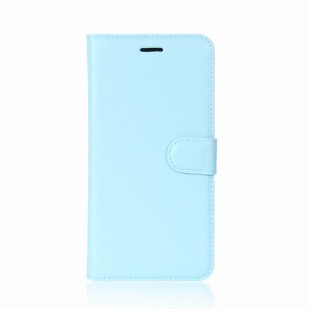 Sony Xperia E5 Handy Hülle - Litchi Leder Bookcover Series - blau