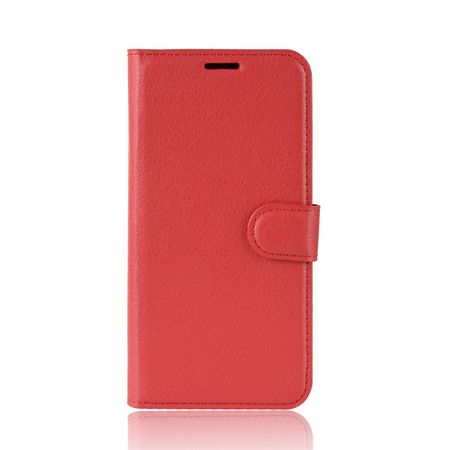 Huawei P40 Lite Handy Hülle - Litchi Leder Bookcover Series - rot