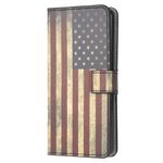 Huawei P40 Lite Handy Hülle - Leder Bookcover Image Series - Retro USA Flagge
