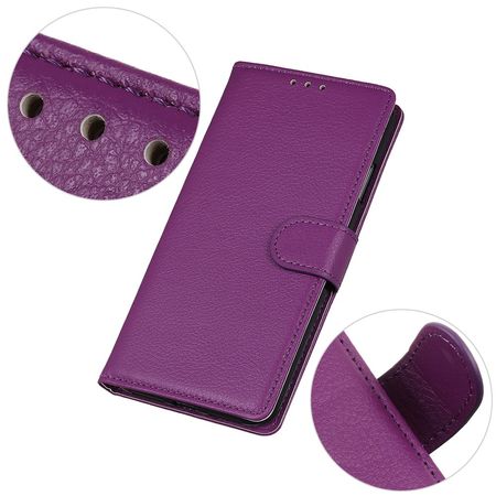 LG K41S Handy Hülle - Litchi Leder Bookcover Series - purpur