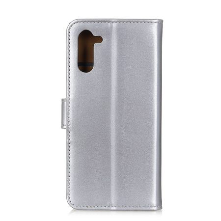 Oppo Realme 6 Pro Handy Hülle - Classic II Leder Bookcover Series - silber