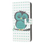 Huawei P smart 2020 Handy Hülle - Leder Bookcover - mit Standfunktion - grüne Eule