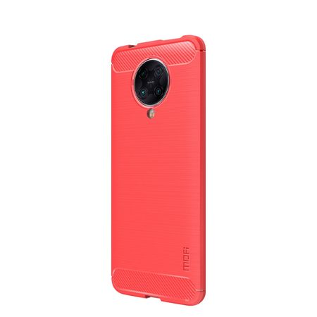 Mofi - Xiaomi Poco F2 Pro Hülle - TPU Softcase - Carbon Fiber Series - rot