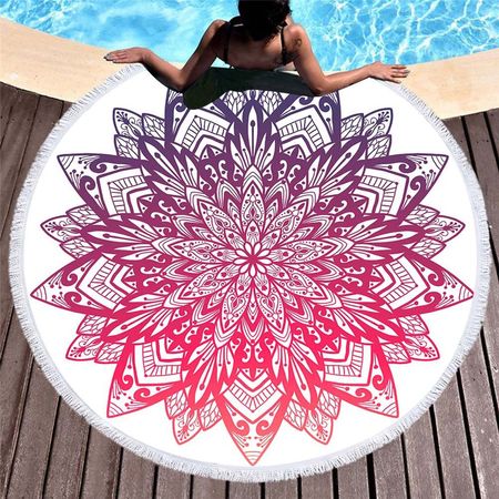 Rundes Strandtuch Roundie - Badetuch aus Mikrofaser -  Indian Mandala