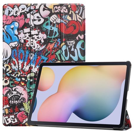 Samsung Galaxy Tab S7+ Hülle - Dreifach faltbares Case aus Leder - Cartoons