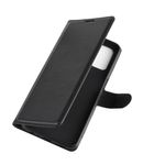 Oppo A52 Handy Hülle - Litchi Leder Bookcover Series - schwarz