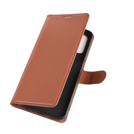 Oppo A52 Handy Hülle - Litchi Leder Bookcover Series - braun