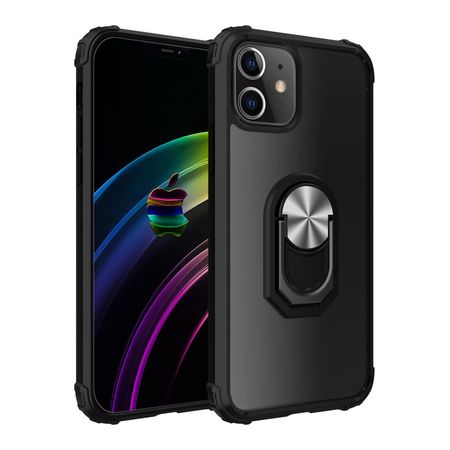 iPhone 12 / iPhone 12 Pro Handyhülle - Kickstand Hybrid TPU Case - schwarz/silber