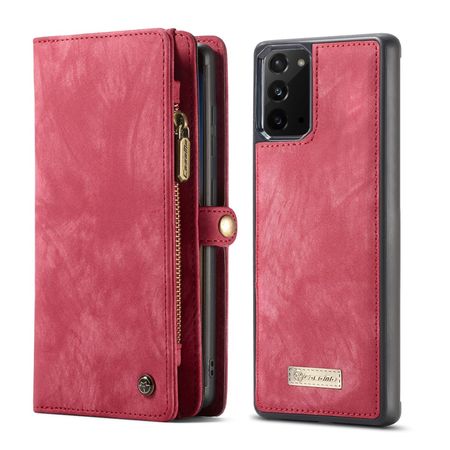 Caseme - Samsung Galaxy Note 20 Handyhülle - Leder Portemonnaie mit abnehmbarer Plastik Hülle - rot