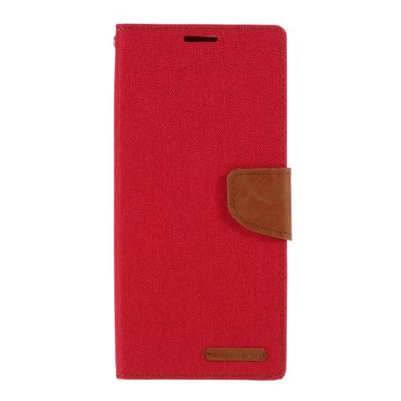 Goospery - Samsung Galaxy Note 20 Ultra Hülle - Leder/Stoff Case - Canvas Diary Series - rot/camel