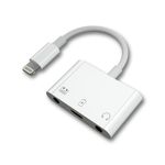 Lightning Adapter - 3 in 1 - Lightning an 2x AUX 3.5mm Audio und 1x Lightning - weiss