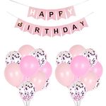 Happy Birthday Girlande und Luftballone - rosa