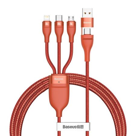Baseus - USB-A oder USB-C auf Typ-C / Micro USB / Lightning - 6in1 Ladekabel (1.2m) - 100W Flash Series - orange