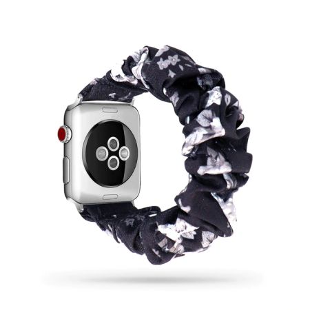 Apple Watch (49/45/44/42mm) Stoff Armband - weisse Blume