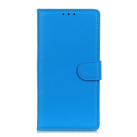 Samsung Galaxy A42 5G Handy Hülle - Litchi Leder Bookcover Series - blau