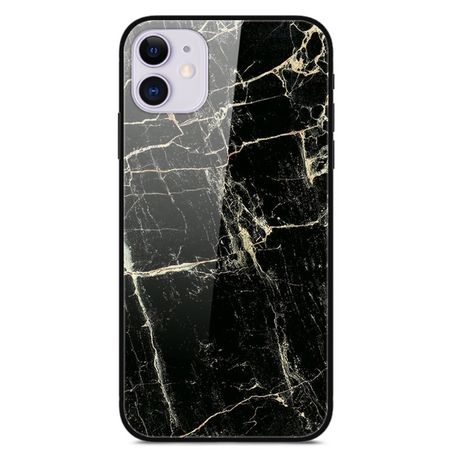 iPhone 12 mini Handyhülle - Backcover aus gehärtetem Glas - schwarzer Marmor