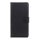 OnePlus 8T Handy Hülle - Litchi Leder Bookcover Series - schwarz