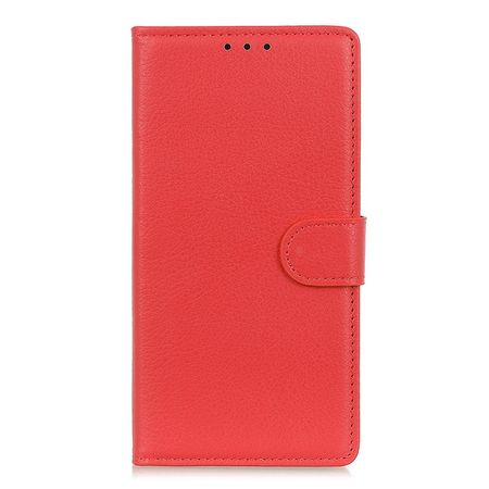 OnePlus 8T Handy Hülle - Litchi Leder Bookcover Series - rot