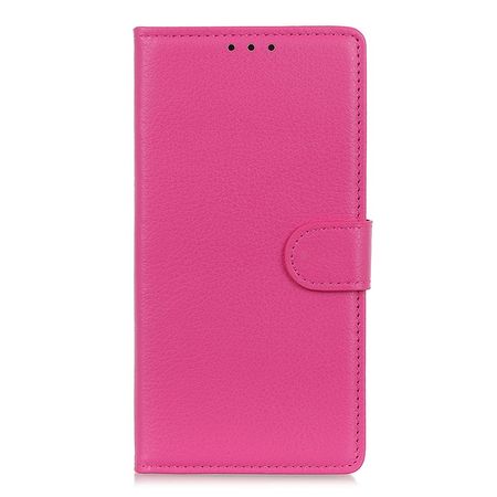 OnePlus 8T Handy Hülle - Litchi Leder Bookcover Series - rosa