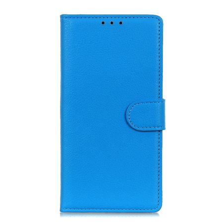 OnePlus 8T Handy Hülle - Litchi Leder Bookcover Series - blau