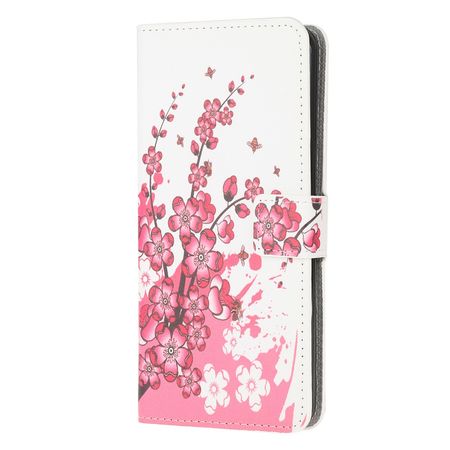 Samsung Galaxy A42 5G Handy Hülle - Leder Bookcover Image Series - pinke Blumen