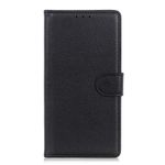 OnePlus Nord N10 5G Handy Hülle - Litchi Leder Bookcover Series - schwarz