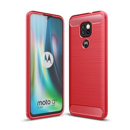 Motorola Moto G9 Play Handyhülle - Carbon Fiber TPU Softcase Series - rot