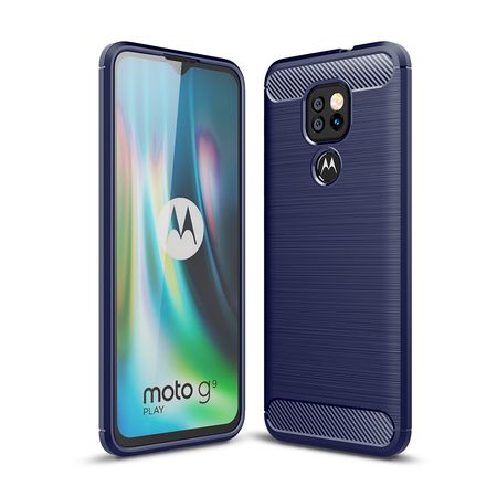 Motorola Moto G9 Play Handyhülle - Carbon Fiber TPU Softcase Series - blau