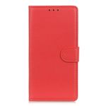 Huawei P smart 2021 Handy Hülle - Litchi Leder Bookcover Series - rot