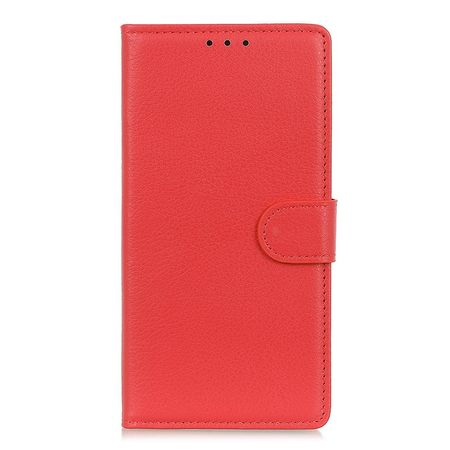 Motorola Moto G9 Play Handy Hülle - Litchi Leder Bookcover Series - rot