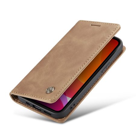 Caseme - iPhone 12 Pro Max Hülle - Leder Flip Wallet Case - braun