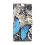 Samsung Galaxy S21 Handy Hülle - Leder Bookcover Image Series - blauer Schmetterling