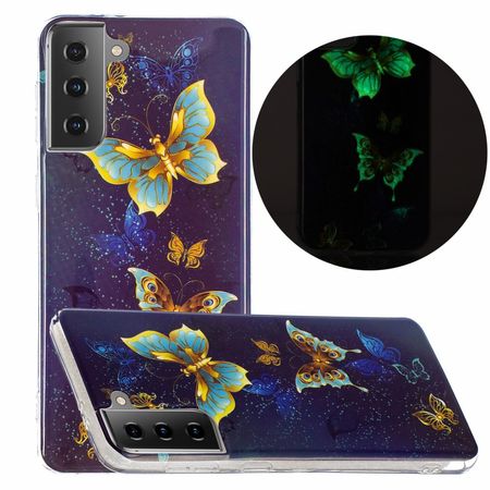 Samsung Galaxy S21 Handyhülle - fluoreszierendes Softcase - goldener Schmetterling