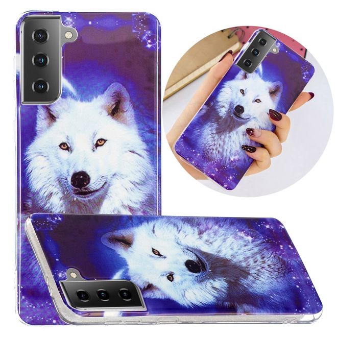 Samsung Galaxy S21 Handyhlle - fluoreszierendes Softcase - weisser Wolf |  Mobile Universe
