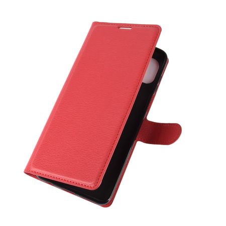 Motorola Moto G 5G Plus Handy Hülle - Litchi Leder Bookcover Series - rot