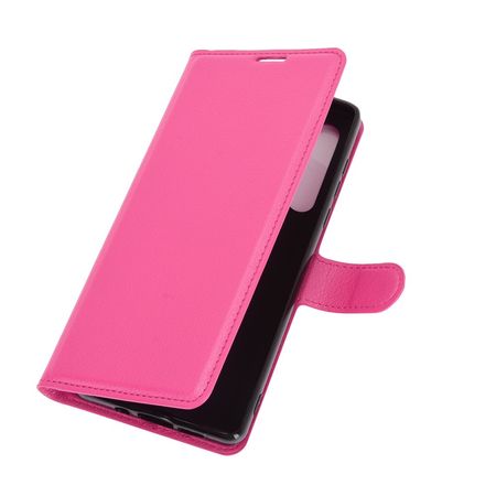 Motorola Edge Handy Hülle - Litchi Leder Bookcover Series - rosa
