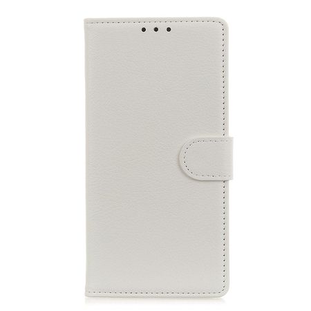 Oppo A53 (2020) Handy Hülle - Litchi Leder Bookcover Series - weiss