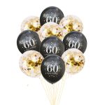 Luftballon Set - 60. Geburtstag - 10 Stück - schwarz/gold
