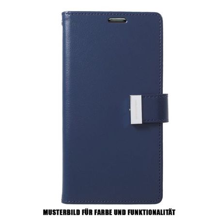 Goospery - Samsung Galaxy S21 Ultra Hülle - Leder Bookcover - Rich Diary Series - navy/lime