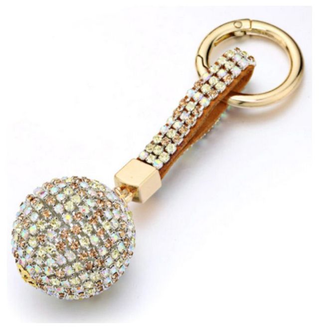 Schlüsselanhänger DELUXE Crystal Diamond - Kugel mit Steinen -  Taschenanhänger - kaffee