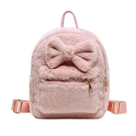 Freizeit Rucksack mit Schleife - Reisverschluss, Tragegriff & verstellbare Schultergurte - rosa